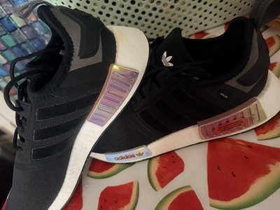 adidas NMD R1 Boost Men s Low Top Lace-Up Sneakers Black White Solid