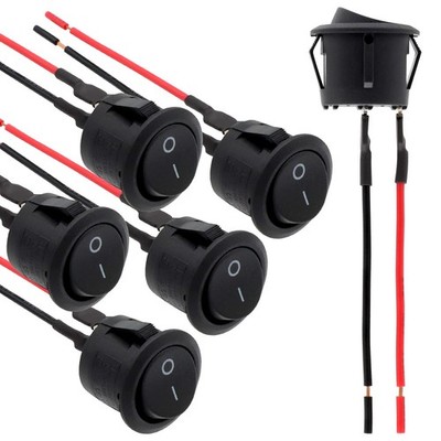 Round Rocker Switch, 6 Pcs Mini Rocker Switch, 12 Volt ON Off Toggle Switch w...