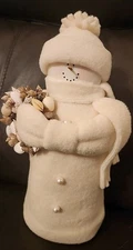Rare Christmas Hearts & Ivy 10.5” Snowman With Shell Wreath Figurine