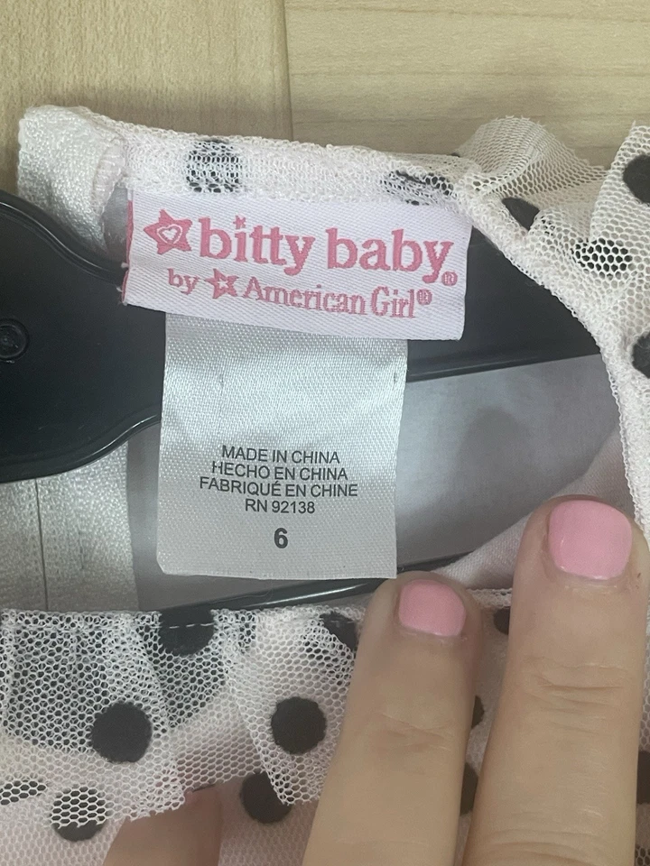 Vestido American Girl Talla 6 Fiesta Tul Lazo Volantes Lunares Rosa Boda Princesa Foto 2 de 4