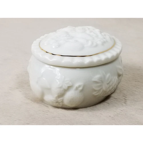 Lenox Jewelry Trinket Box 3 1/4" Color Ivory Gold Trim Year 1998 Vintage - Picture 4 of 12