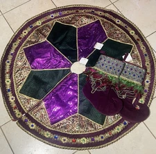 Trimsetter By Dillard Christmas Tree Skirt w/ Matching Stockings - SEQUINS BEADS