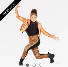Girls Revolution Dance Can  t Hold Back Orange Costume 3 Pcz Jacket/unitard Sz L