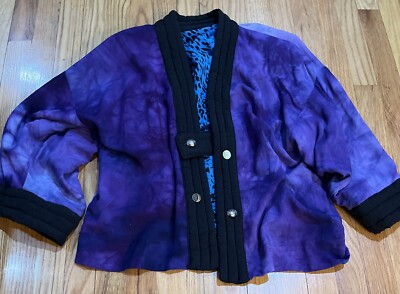 Artisan Made Nallum Reversible Purple Blue Cheetah Top / Jacket L-XL