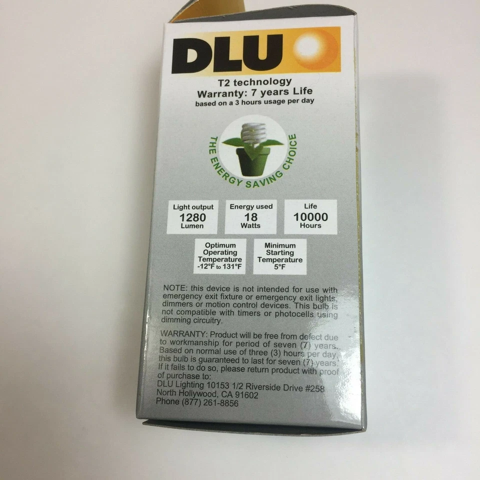 CFL Light bulb 18W (75W equivalent) mini spiral T2 Energy Saving - Image 3 of 4