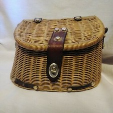 Vintage Wicker Leather Handbag Hand Made in British Hong Kong '60s