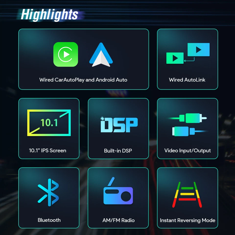 Double 2 DIN 10.1" QLED Car Stereo Radio Car Play & Android Auto DSP Head Unit  - Image 2 of 4