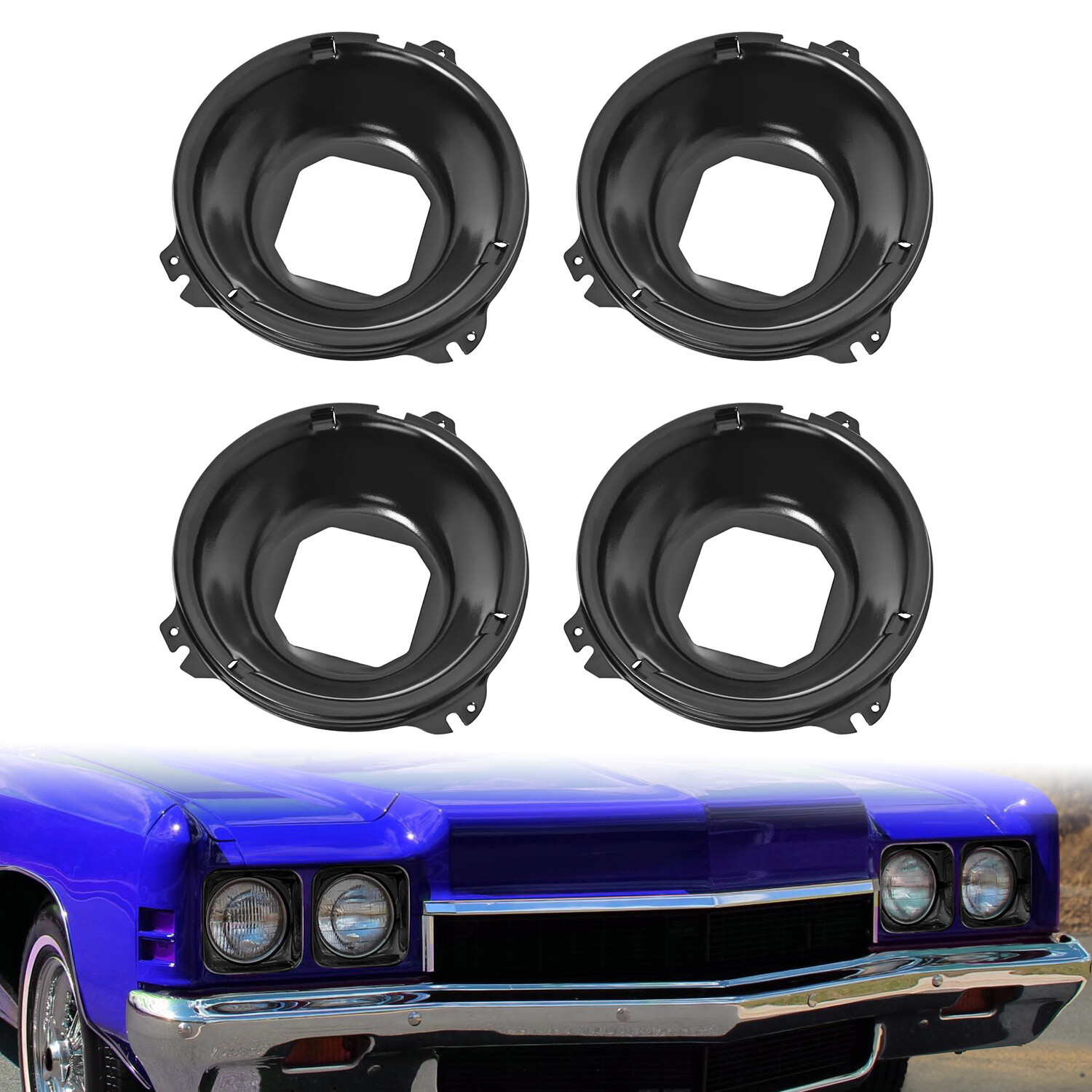 4PCS Headlight Bucket For Chevrolet Chevelle 64-70 Truck & Impala 58-72 Pickup
