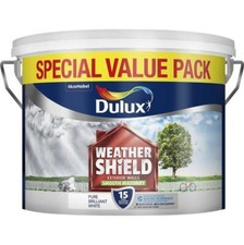 Image of Dulux Weathershield Smooth Pure Brilliant White Masonry Paint 7.5L COLLECT ONLY!