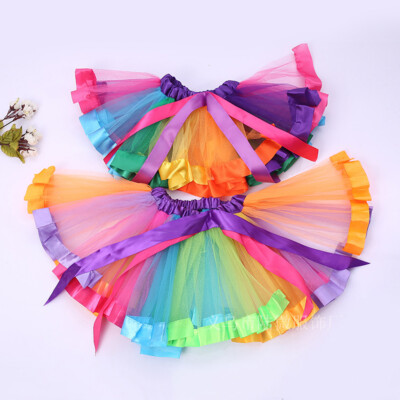 BGFKS Tüll-Tutu-Kleid Für Kleinkinder – Regenbogen Prinzessinnen-Rock-Set Mit Blumen-Stirnband