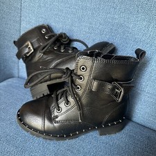 Girls Size 11 Black Studded Boots Wonder Nation Worn Once Perfect Condition