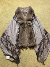 NWT La Fiorentina Wrap Faux Fur Reversible Leopard Cheetah Chain Print One Size