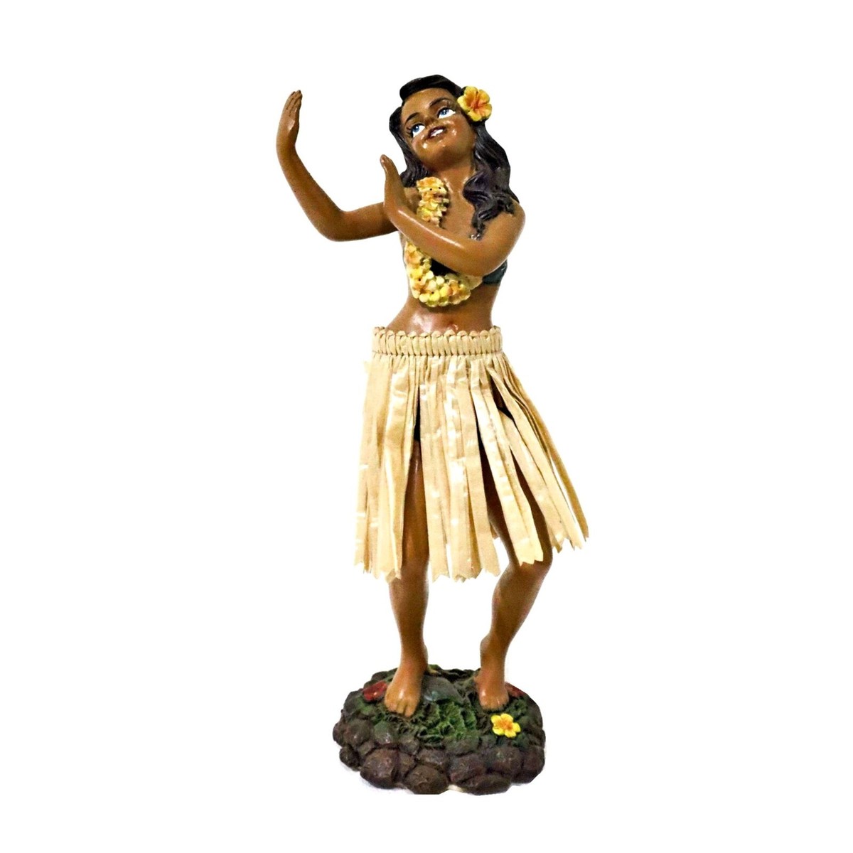 【美品】Special Edition POSED HULA DANCER 東洋 Hawaiian Hula Girl Nodder 1 1950-60s Japan 7 in H Orange Lei