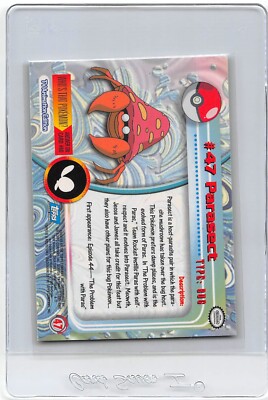 Parasect #47 - Blue Logo - RAINBOW HOLO - SERIES 1 - TOPPS POKEMON