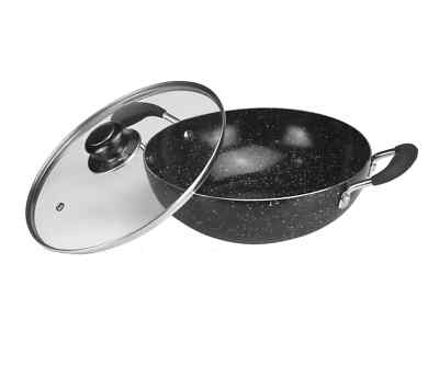 Antihaftbeschichtet Wok Pfanne Karahi mit Deckel umrühren Braten Tiefkochen Bratpfanne Kadai Wok