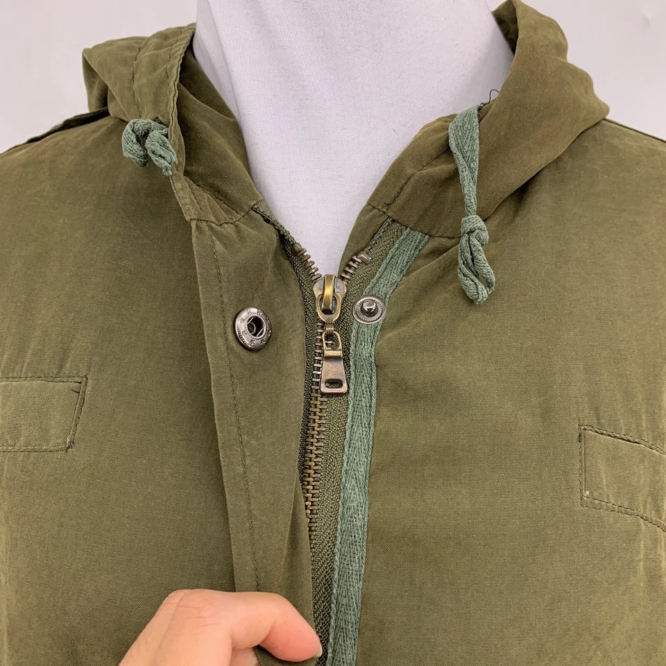 Brandy Melville Jacket Womens S Small Moss Hailey Utility Tab Sleeve Hooded - Image 4 of 4