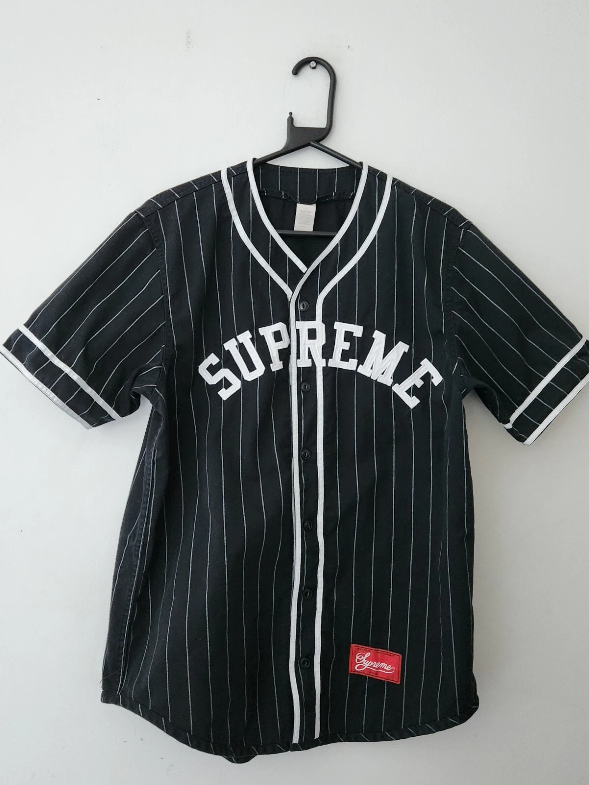 SS12 Supreme Baseball Jersey Taglia L Grande Nera Top Vintage 2012 Raro