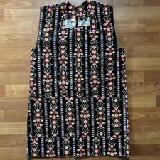 Vtg 60s Design House smock house dress house shirt black floral pinstripe print