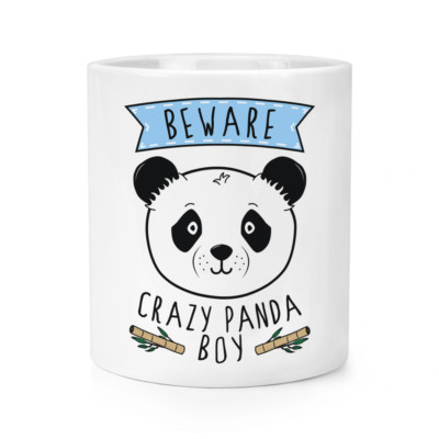 Gift Base 'Beware Crazy Panda' Sport-Trinkflasche 600 Ml – Weiße Metallflasche Mit 2 Deckeln