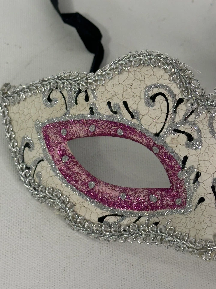Hand Printed Venetian Mascarade Face Mask Made in Italy Venezia Maradi Gras - Image 2 of 4