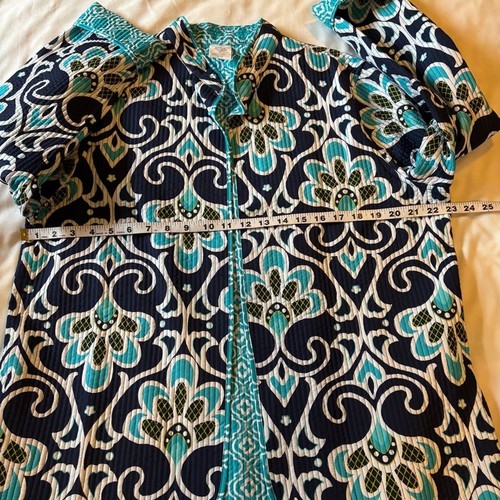 Alfred Dunner NWT Women Reversible Multicolor Aqua Blue Open Cardigan Top Sz 14 - Picture 7 of 8