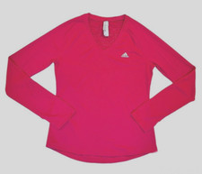 69 Adidas Logo Climalite Long Sleeves V Neck Active Athletic Top Gym T Shirt M