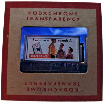 Kodachrome Red Border Slide | *1949* CONOCO OIL/GAS BASKETBALL Billboard Sign Ad
