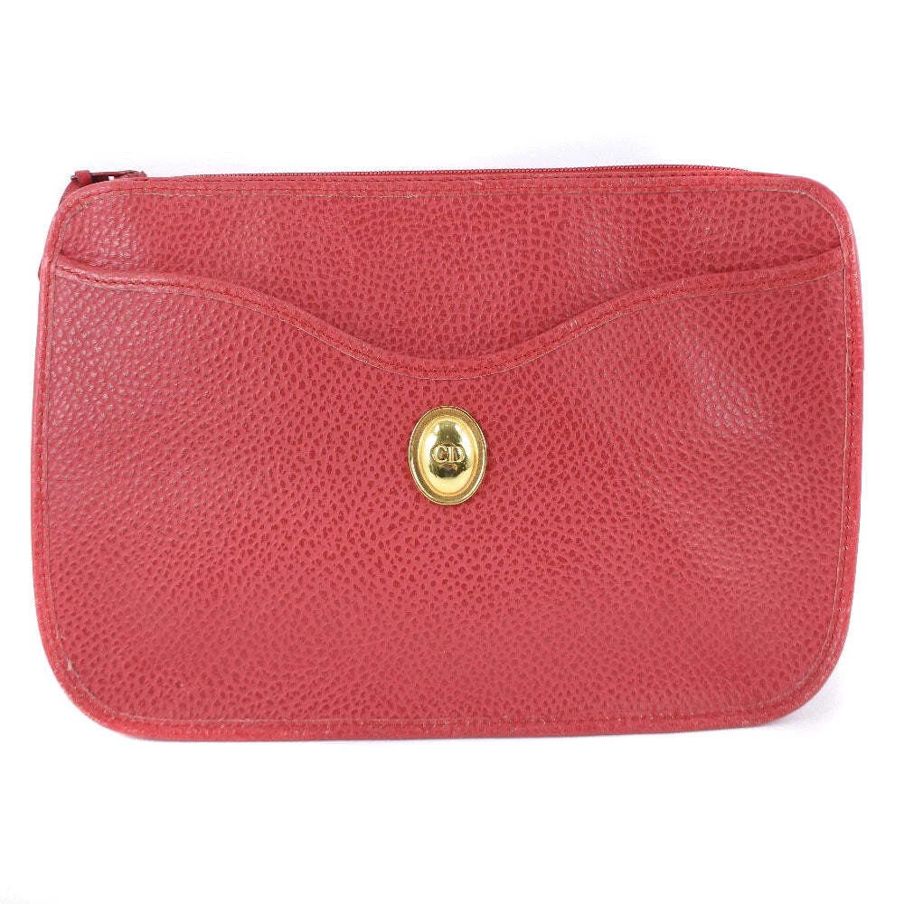 Sac pochette cuir rouge Dior authentique