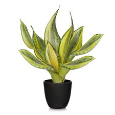 11.22" Fake Snake Plant Black Pot Artificial Sansevieria Living Room Decor