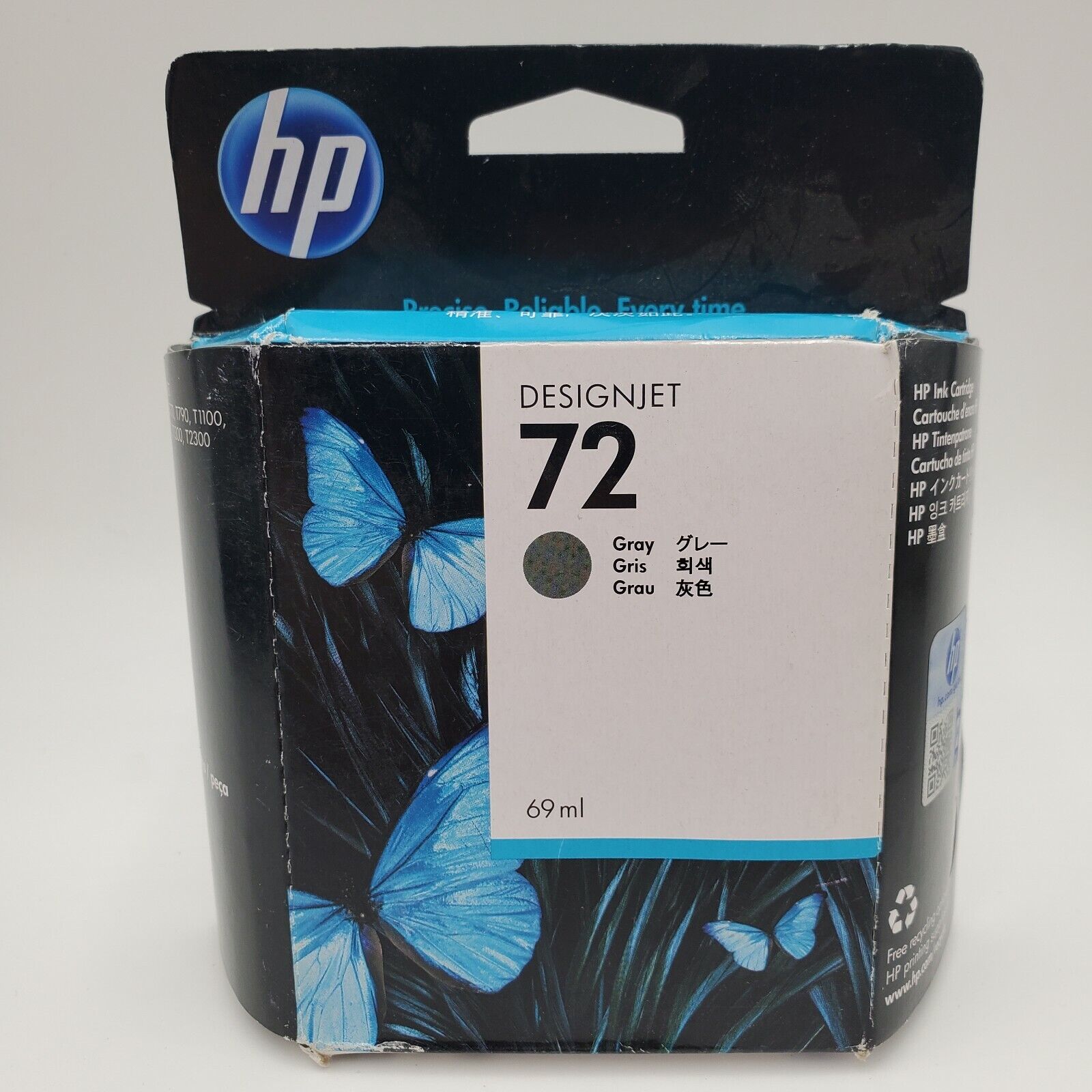 New Genuine OEM HP Designjet 72 C9401A 69ml Gray Ink Cartridge S