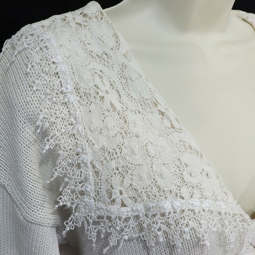 Gunne Sax Jessica McClintock VTG 80's Long Sweater Lace Collar M Medium Prairie - Picture 5 of 9