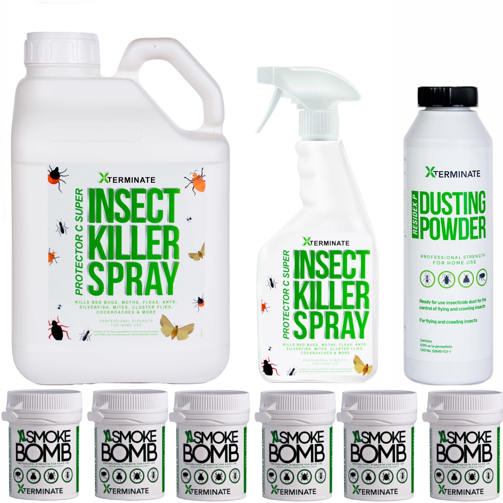 Xterminate Insect Killer Treatment Kit Large Fumers Bed Bug Moth Flea Spray Home