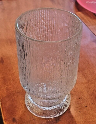 VINTAGE Set Of 4 Tree Bark Textured Footed Glasses 1970s NICE!