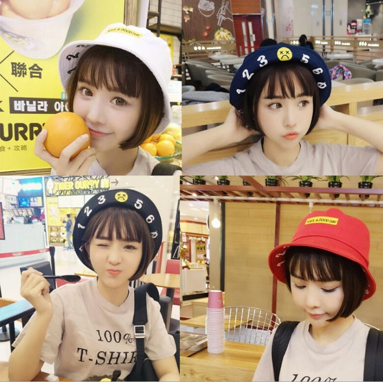 Korean Women Ulzzang Number Fisherman Cap Sunscreen Hat Lovely