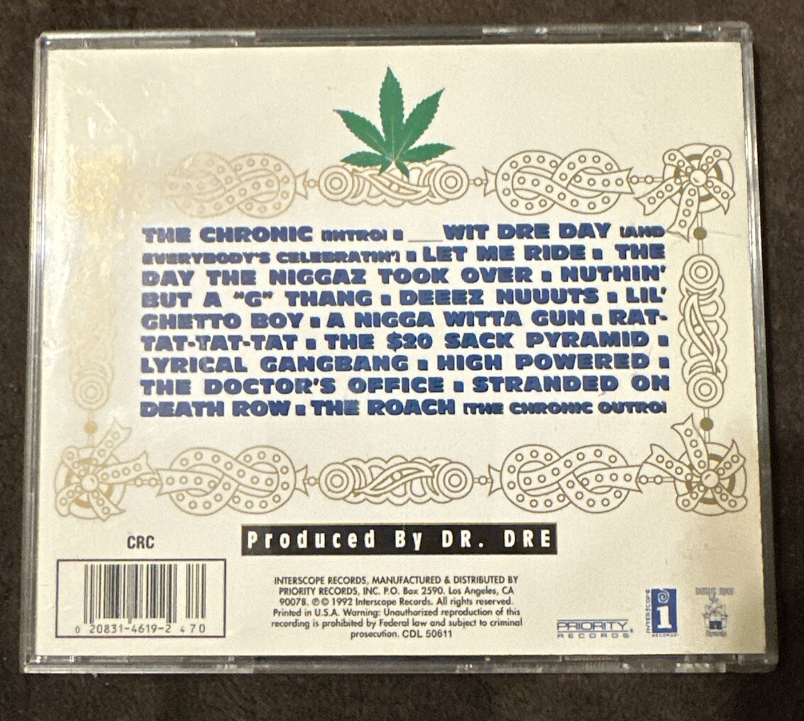 The Chronic CD RAP Dr. Dre (1992) Snoop Dogg, The D.O.C., Rage