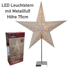 LED Leuchtstern mit Metallfuß Höhe 75cm Batteriebetrieb mit Timer Breite 60cm