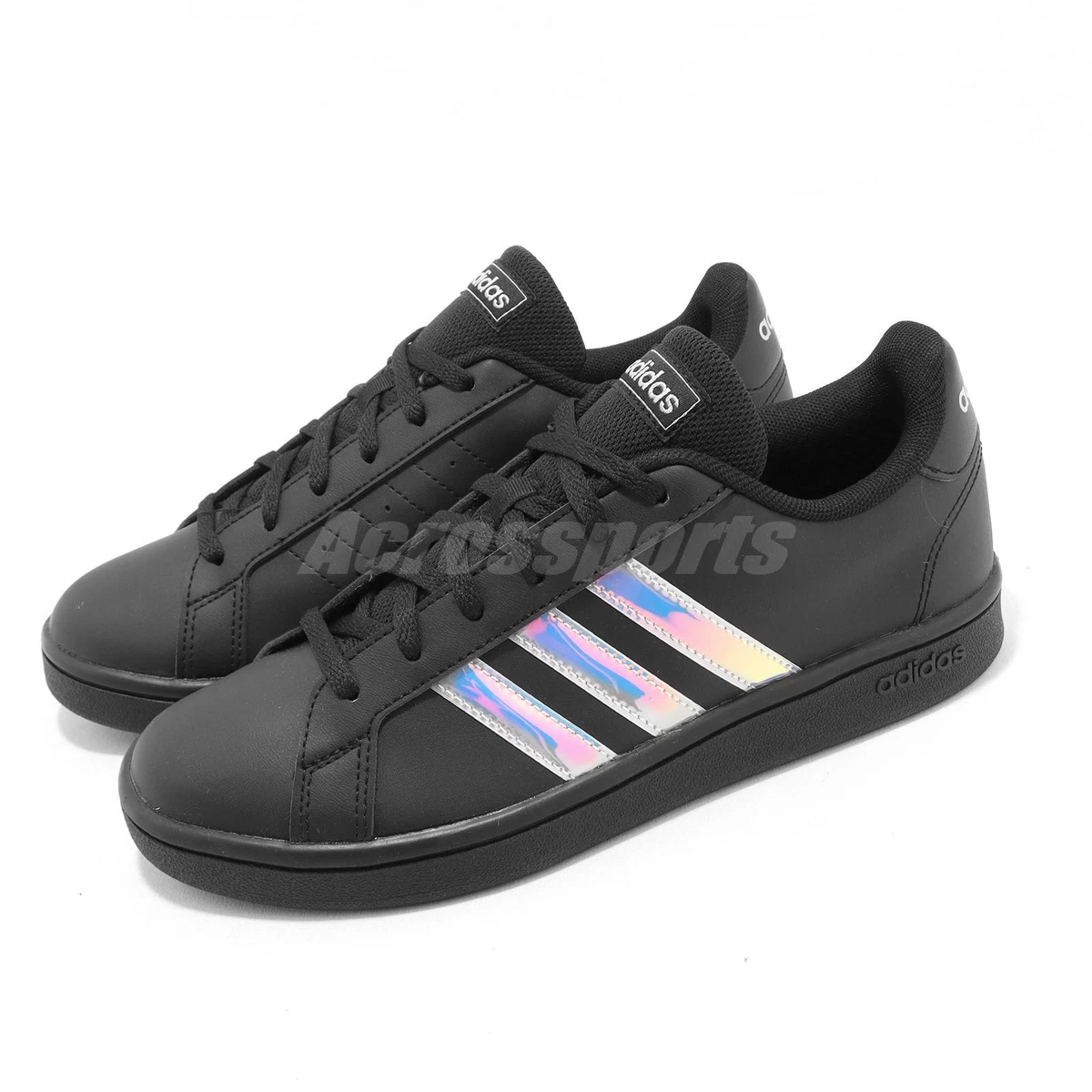 adidas Grand Court Base Black Iridescent Casual Lifestyle Shoes | eBay