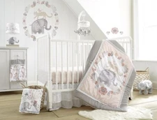 Levtex Baby Jungalo Blush Elephant 5 Pc Crib Bedding Set *New*