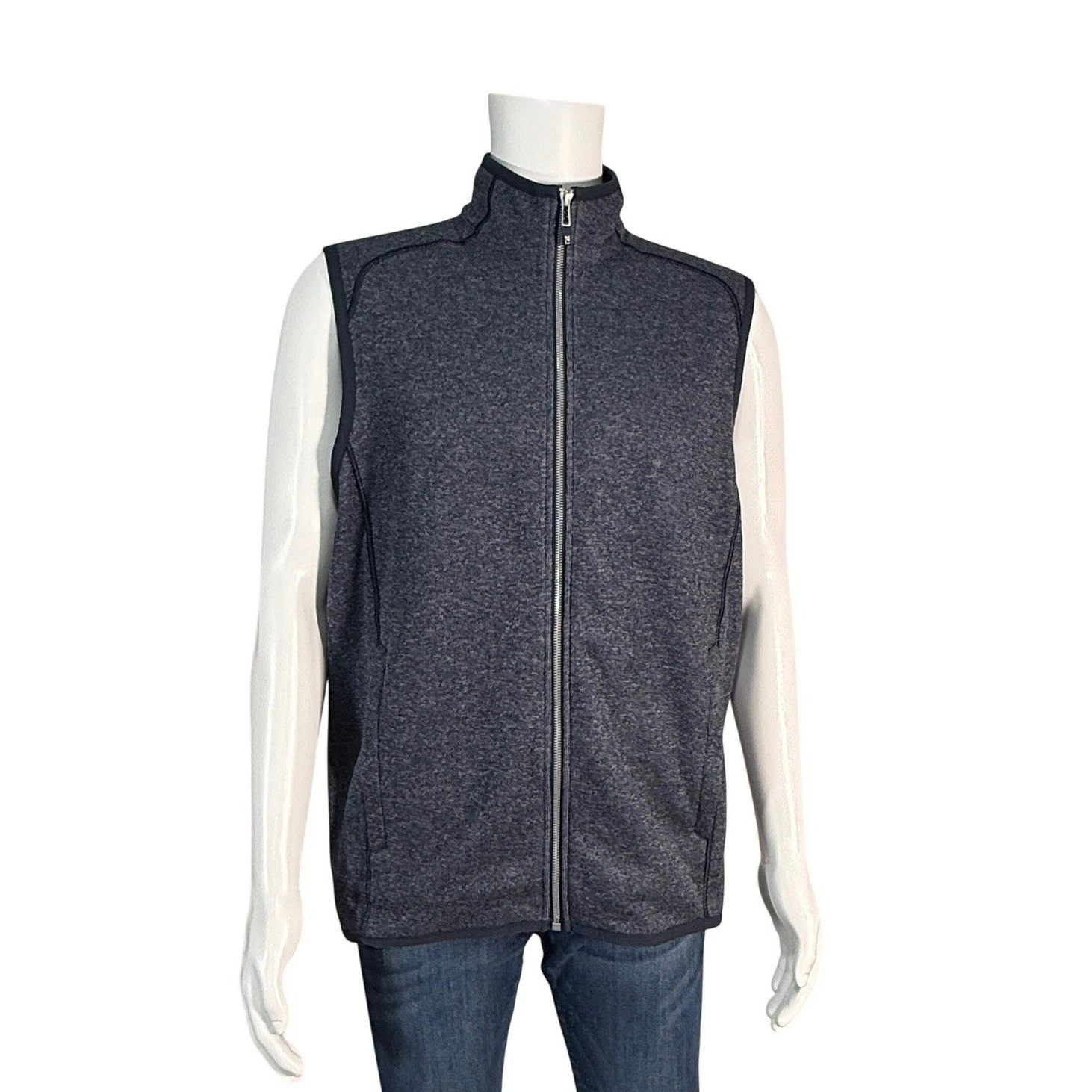 Cutter & Buck Men's Mainsail Sweater-Knit Fleece Full-Zip Vest Gray NWT