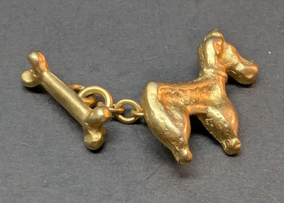 Pudel und Knochen goldfarben Charm Anhänger Schmuck Mode