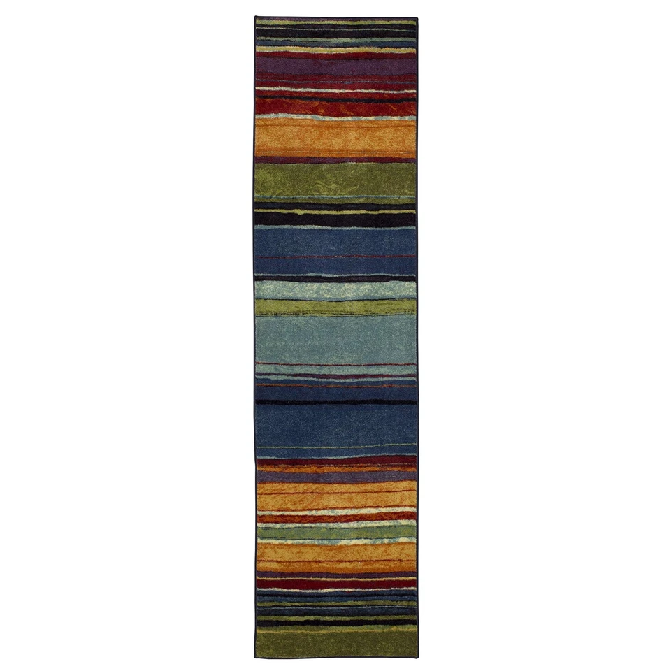 Alfombra Rainbow Stripe 2' x 8' - Multicolor - Perfecto para sala de estar, comedor... Foto 2 de 4