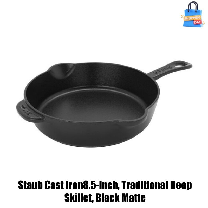 Staub Cast Iron8.5-inch, Traditional Deep Skillet, Black Matte