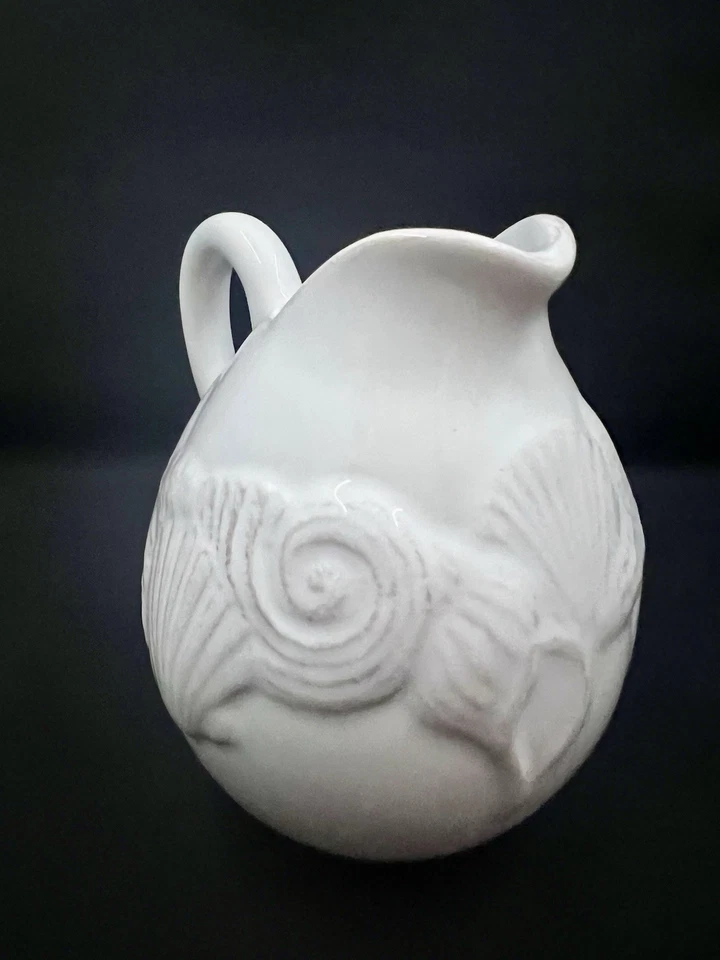 Маленький кувшин сливочник от Blue Sky керамика раковины морского конька белый прибрежный декор - Изображение 4 из 4