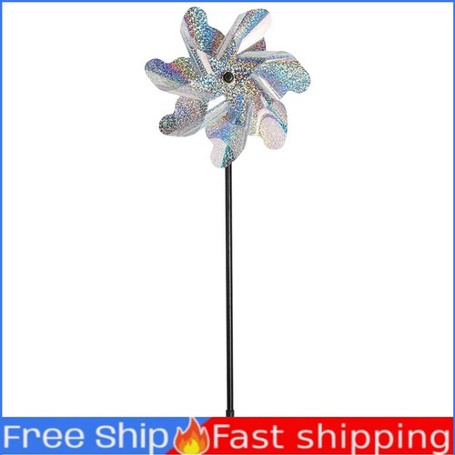 7 Leaves Bird Repellers Windmill Garden Lawn Yard Deterrent Silver Pinwheels