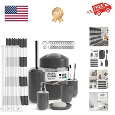 Bathroom Set - Gray Bathroom Accessories Set, 20PC Bathroom Accessory Set, Sh...