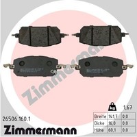Vorderachse Zimmermann 26506.160.1 Bremsbelagsatz, Scheibenbremse FüR Mazda