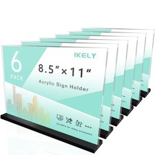 Acrylic Sign Holder 8.5 x 11 Inches Horizontal 6 Pack,Clear Plastic Sign Hold...