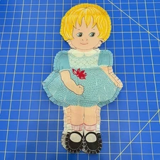 Cloth Rag Doll Lithograph Pre Cut Sew & Stuff Fabric Blue Eyed Blonde Blue Dress