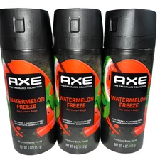 3 Pack AXE Watermelon Freeze Body Spray 4 oz Premium Deodorant New Sealed