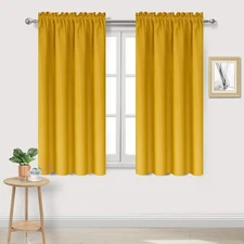 DWCN Yellow Blackout Curtains 42"x54" (Set of 2) Thermal Insulated Room Darkenin